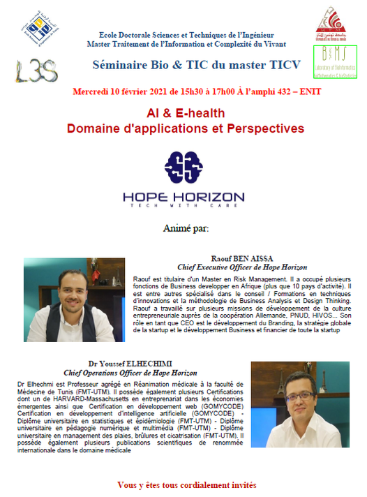 Seminaire: AI & E-health : Domaine d’applications et Perspectives